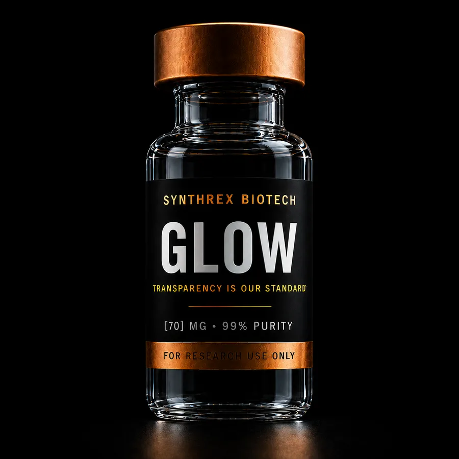 GLOW Blend research vial — laboratory use only