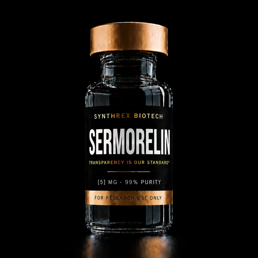 Sermorelin research vial — laboratory use only